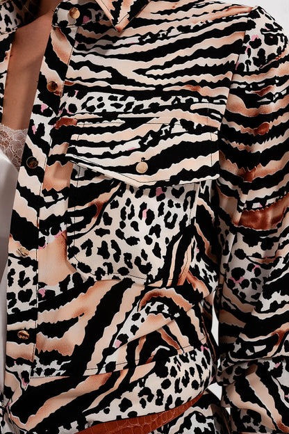 Animal shirt dress in natural - dress