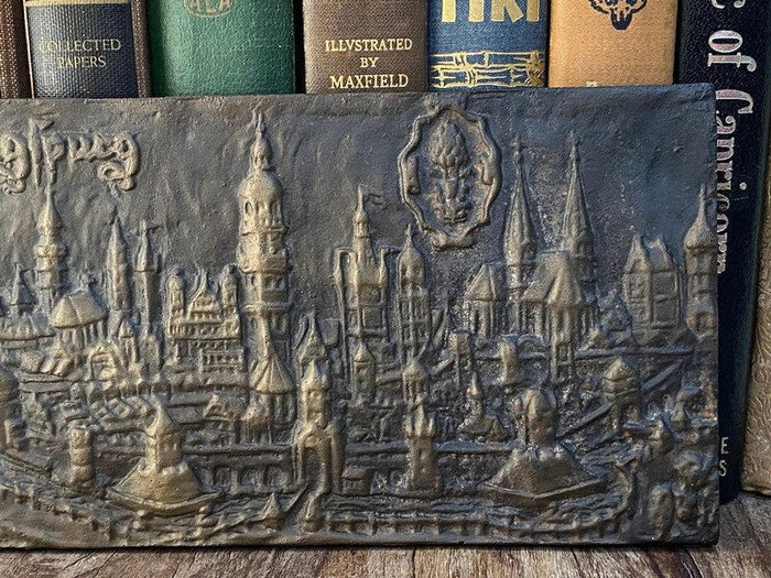 Antique Augsburg Cityscape Cast Iron Plaque at Duckwells