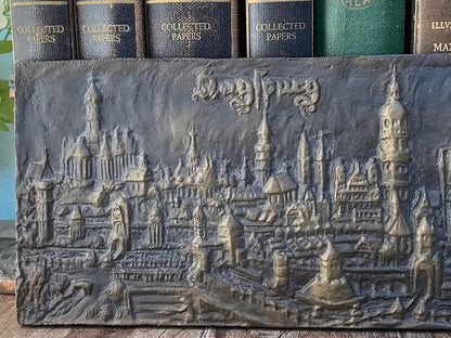 Antique Augsburg Cityscape Cast Iron Plaque at Duckwells