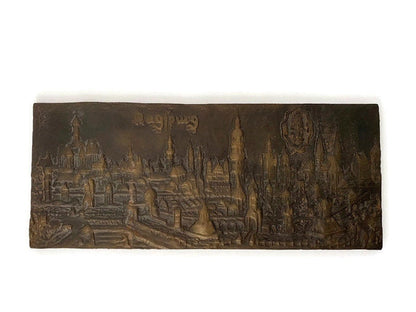Antique Augsburg Cityscape Cast Iron Plaque at Duckwells