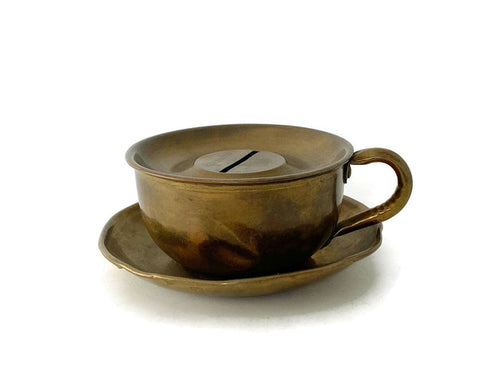 Antique English Cup and Saucer Novelty Coin Bank at Duckwells