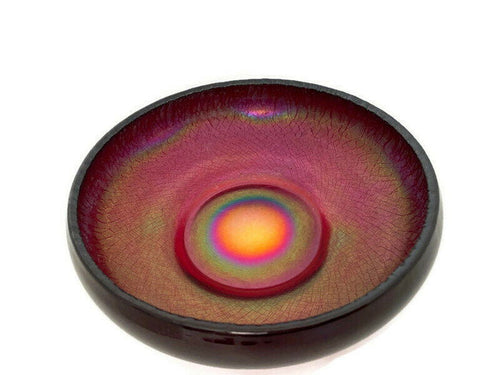 Antique Fenton Art Glass Limited Ruby Iridescent Stretch Shallow Cupped Bowl at Duckwells