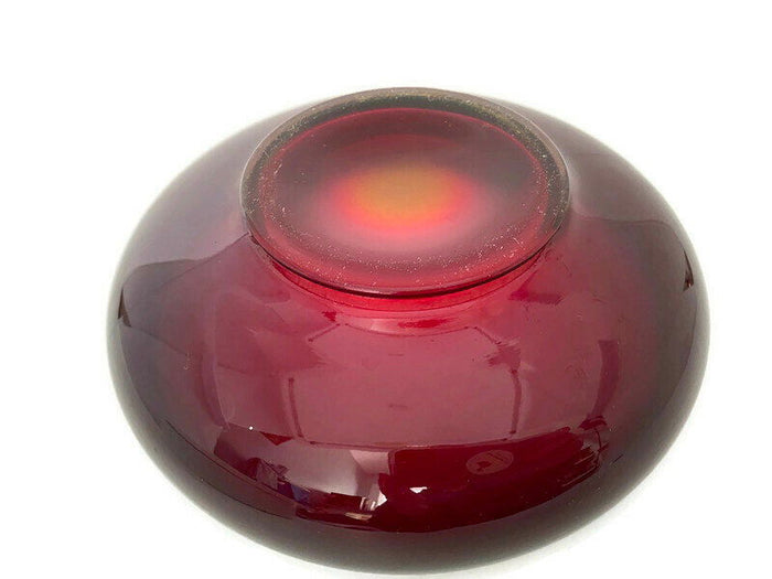 Antique Fenton Art Glass Limited Ruby Iridescent Stretch Shallow Cupped Bowl at Duckwells