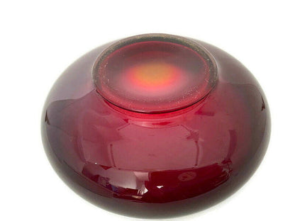 Antique Fenton Art Glass Limited Ruby Iridescent Stretch Shallow Cupped Bowl at Duckwells