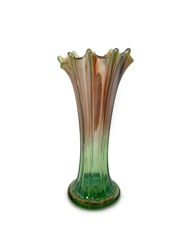 Antique Northwood Thin Ribbed Standard Swung Carnival Glass Vase at Duckwells