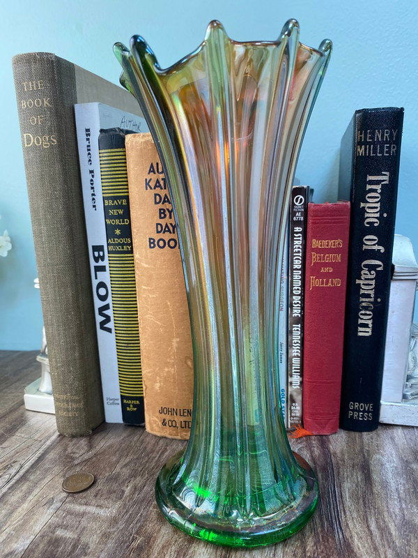 Antique Northwood Thin Ribbed Standard Swung Carnival Glass Vase at Duckwells