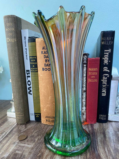Antique Northwood Thin Ribbed Standard Swung Carnival Glass Vase at Duckwells