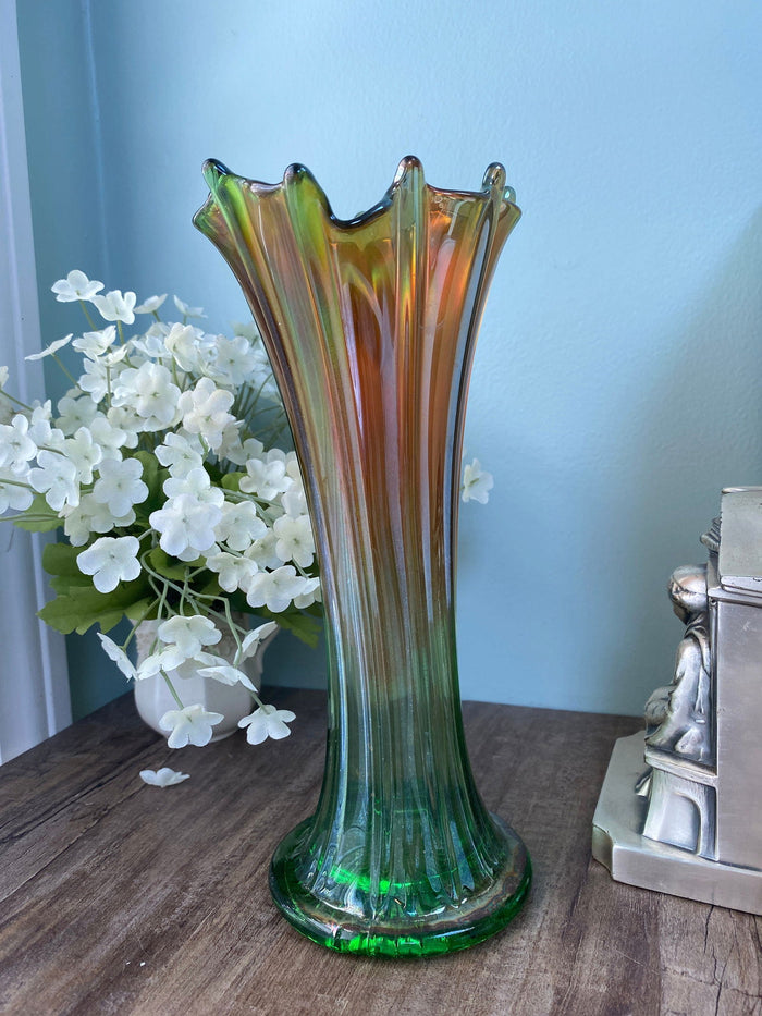 Antique Northwood Thin Ribbed Standard Swung Carnival Glass Vase at Duckwells