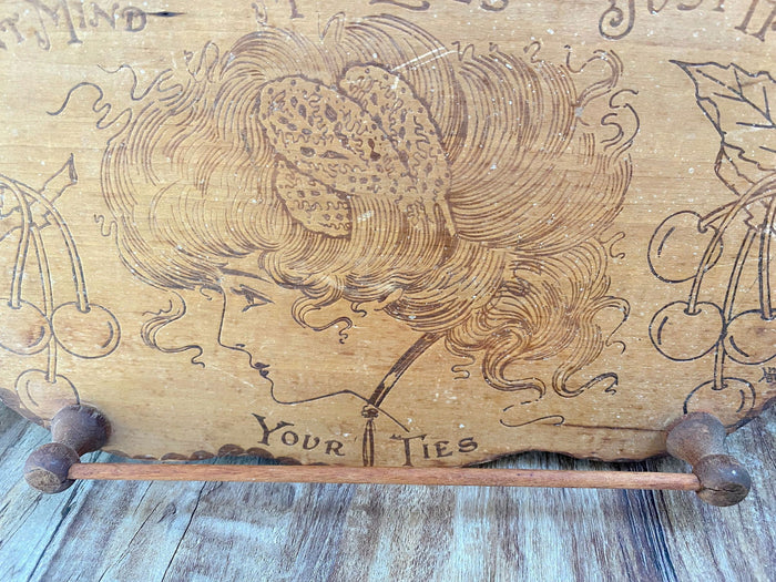 Antique Pyrography Wood Burning Tie Holder at Duckwells