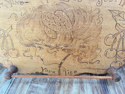 Antique Pyrography Wood Burning Tie Holder at Duckwells