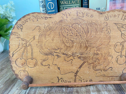Antique Pyrography Wood Burning Tie Holder at Duckwells