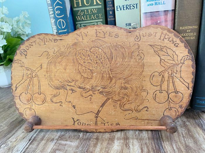 Antique Pyrography Wood Burning Tie Holder at Duckwells