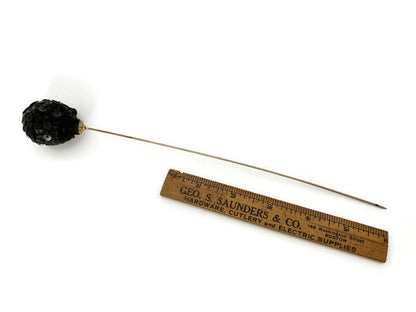 Antique Victorian Black Sequined Hatpin at Duckwells