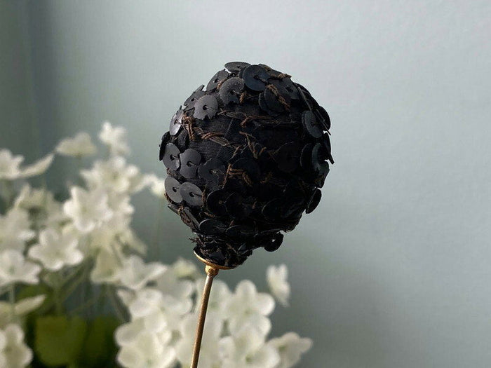 Antique Victorian Black Sequined Hatpin at Duckwells