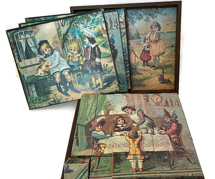 Antique Victorian Childs Block Set at Duckwells