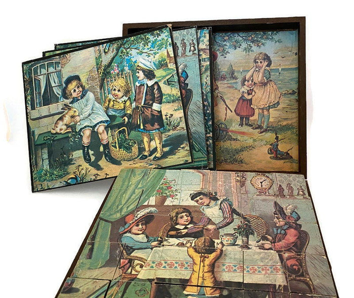 Antique Victorian Childs Block Set at Duckwells