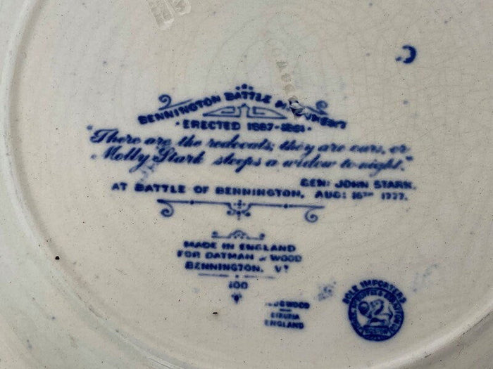 Antique Wedgwood Battle of Bennington Souvenir Plate at Duckwells
