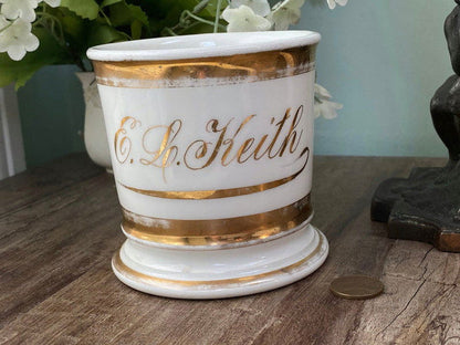 Antique White Limoges France Shaving Cup at Duckwells