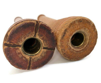 Antique Wood Textile Mill Bobbin Spools at Duckwells