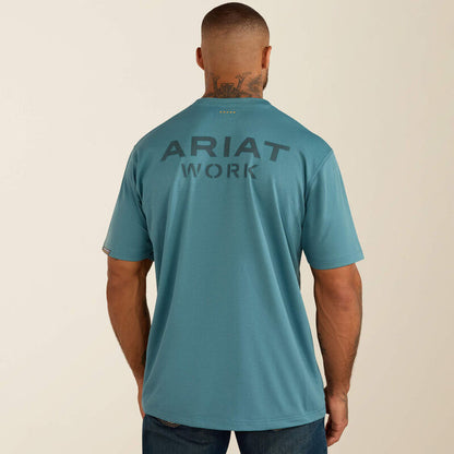 Ariat Men's Rebar Heat Fighter Textured Logo T-Shirt in Hydro
