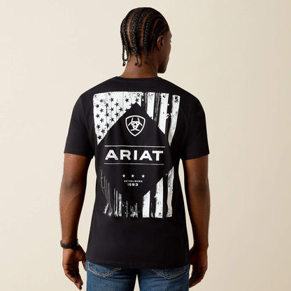 Ariat Men's Wooden Diamond Flag Classic Fit T-Shirt in Black
