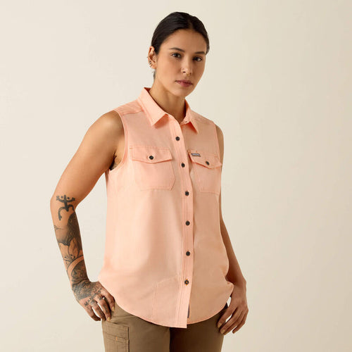 Ariat Women's Rebar Made Tough VentTEK DuraStretch Tank in Papaya Punch