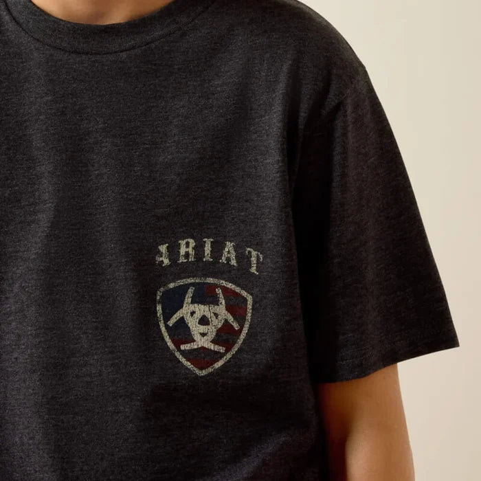 Ariat Youth Boy's S/S American Bison T-Shirt in Charcoal Heather