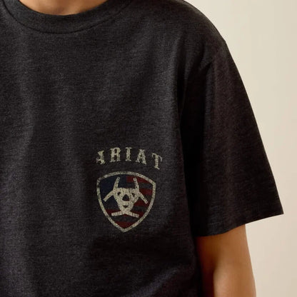 Ariat Youth Boy's S/S American Bison T-Shirt in Charcoal Heather