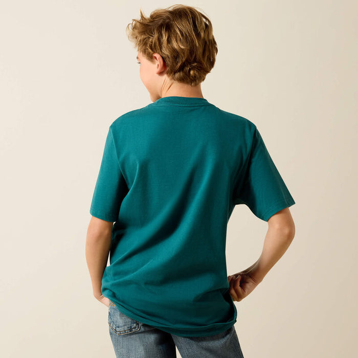 Ariat Youth Boy's S/S Cattle Skull Freedom T-Shirt in Mediterranean