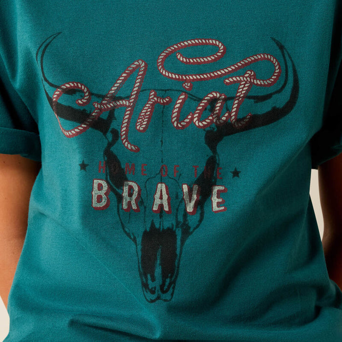Ariat Youth Boy's S/S Cattle Skull Freedom T-Shirt in Mediterranean