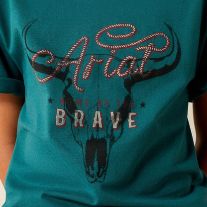 Ariat Youth Boy's S/S Cattle Skull Freedom T-Shirt in Mediterranean