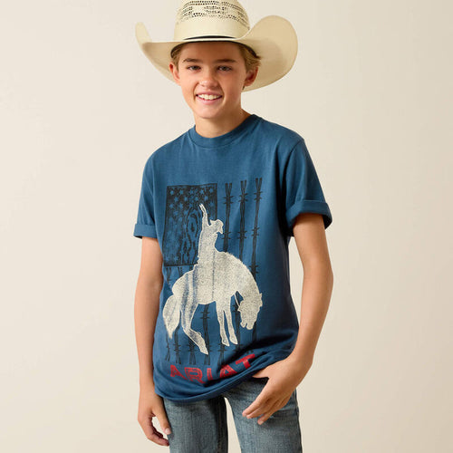 Ariat Youth Boy's S/S Flag Bronco T-Shirt in Key Largo