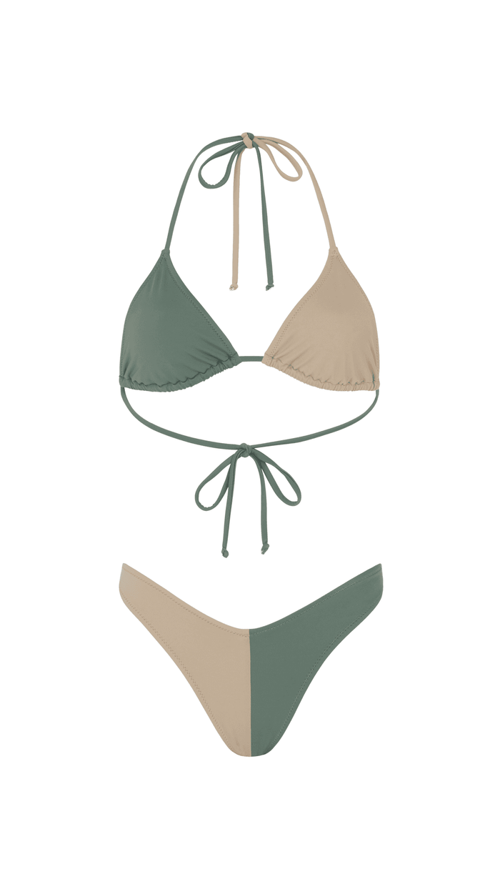 Ashlea Baker Khaki Colour Duo Bikini Top - swimwear