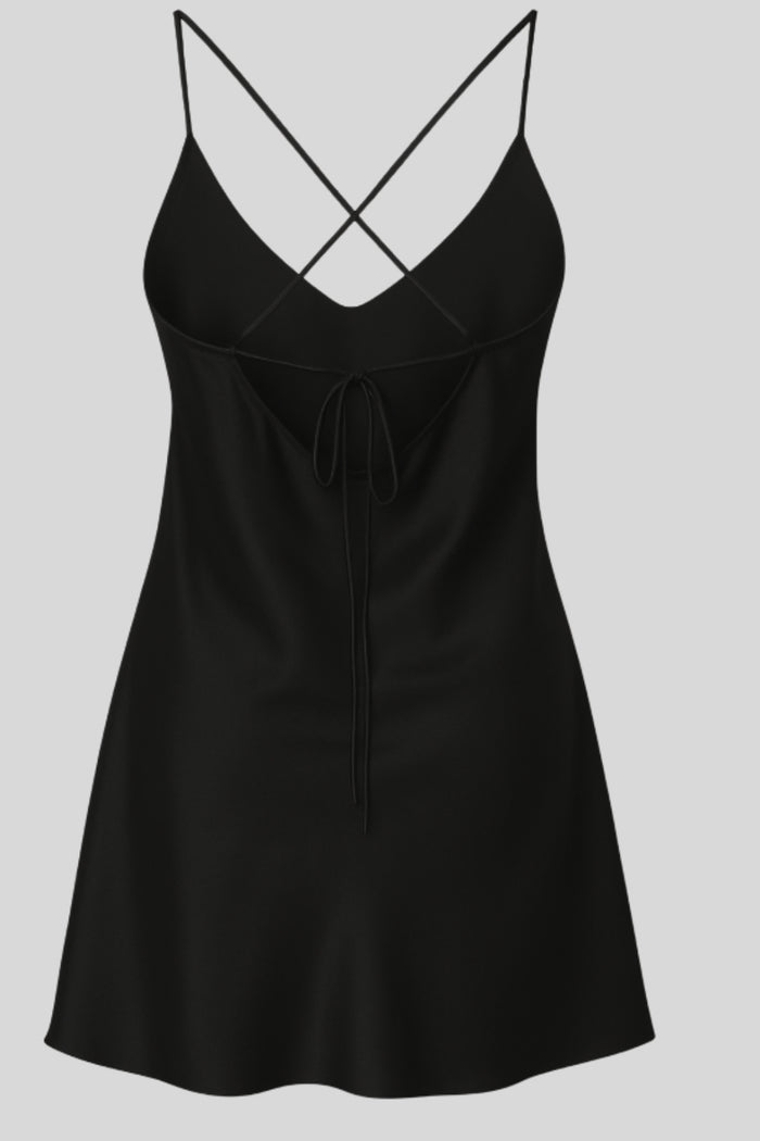 Ashley Silk Mini Slip Dress Black