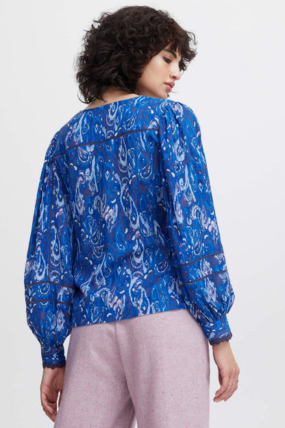 Atelier Reve 20119199 IRODILE LS Nebulas Blue Long Sleeve Blouse - Dotique