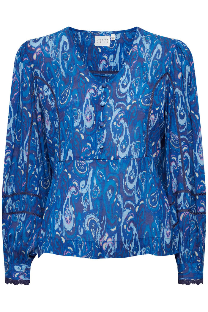 Atelier Reve 20119199 IRODILE LS Nebulas Blue Long Sleeve Blouse - Dotique
