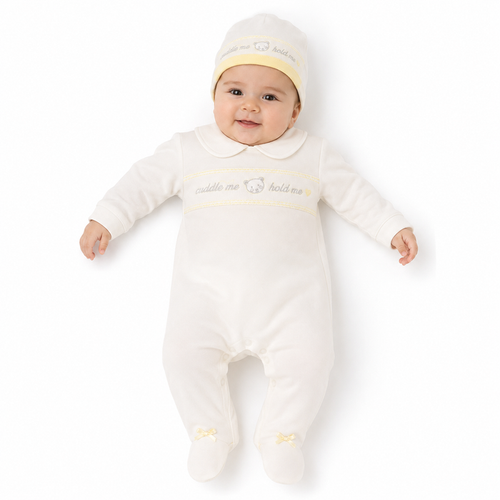 Baby All in One with Smocking and Hat - Cuddle Me (NB-6 Months) (PK6) Bis-2120-6082