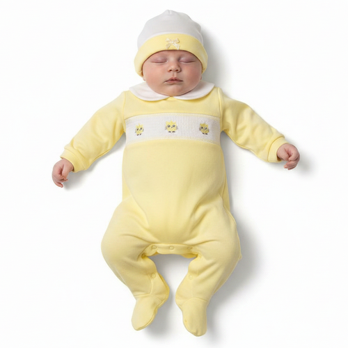 Baby All in One with Smocking and Hat - Owl (NB-6 Months) (PK6) Bis-2120-6085