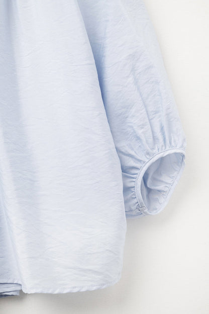 Baby Blue chiffon Top With Puffed Sleeves - Shirts