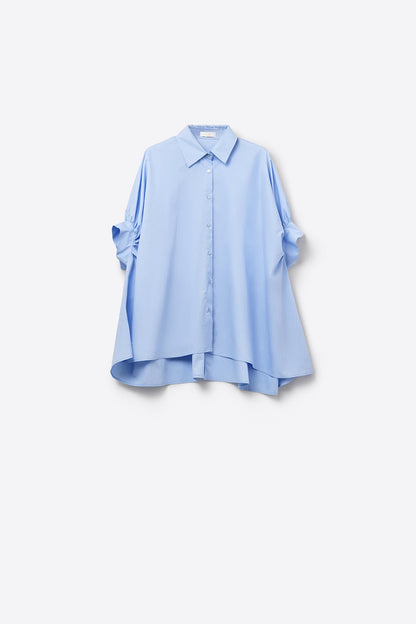 Baby Blue oversized blouse with short sleeve - Shirts