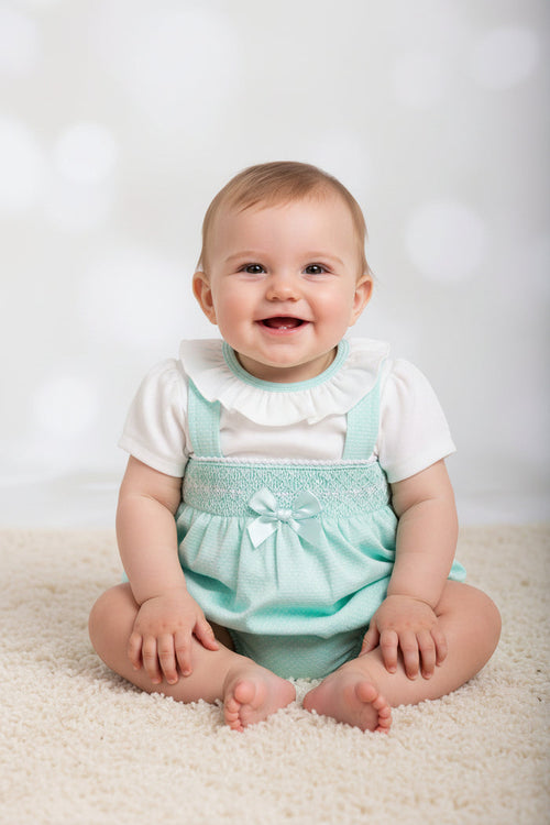 Baby Girls Faux 2 pcs Dungaree Set with Bow and Lace (NB-6m) (PK6) BIS-2120-6123
