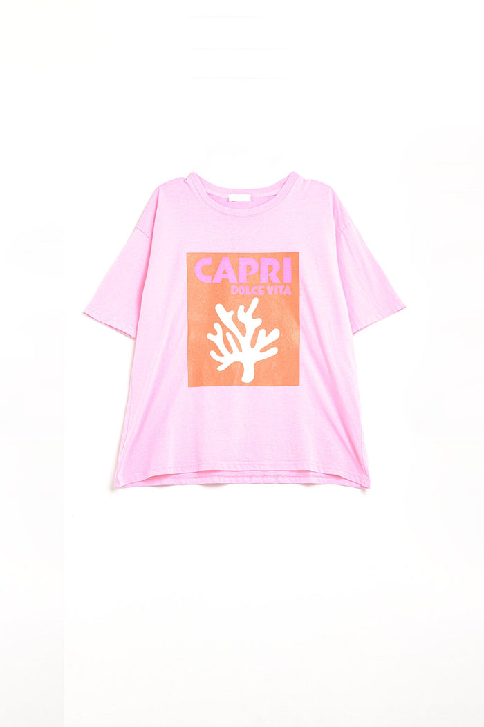 Baby Pink Capri Dolce Vita T-shirt Made in Italy - top