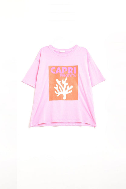 Baby Pink Capri Dolce Vita T-shirt Made in Italy - top