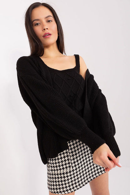 Badu Soft Classic Cardigan Jumper Balloon Sleeves black one-size-fits-all - Cardigans