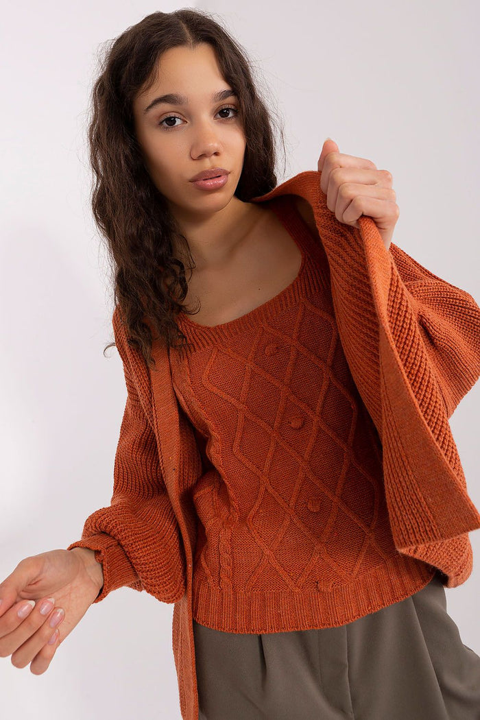 Badu Soft Classic Cardigan Jumper Balloon Sleeves orange one-size-fits-all - Cardigans