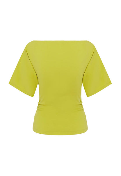 Bardot Ruched Top Chartreuse