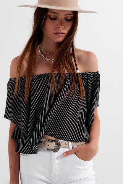 Bardot top in stripe - Shirts, top