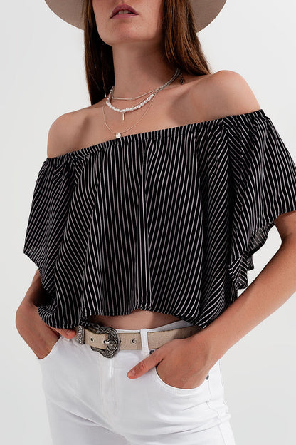 Bardot top in stripe - Shirts, top