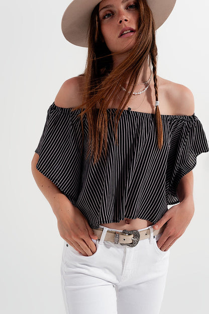 Bardot top in stripe - Shirts, top