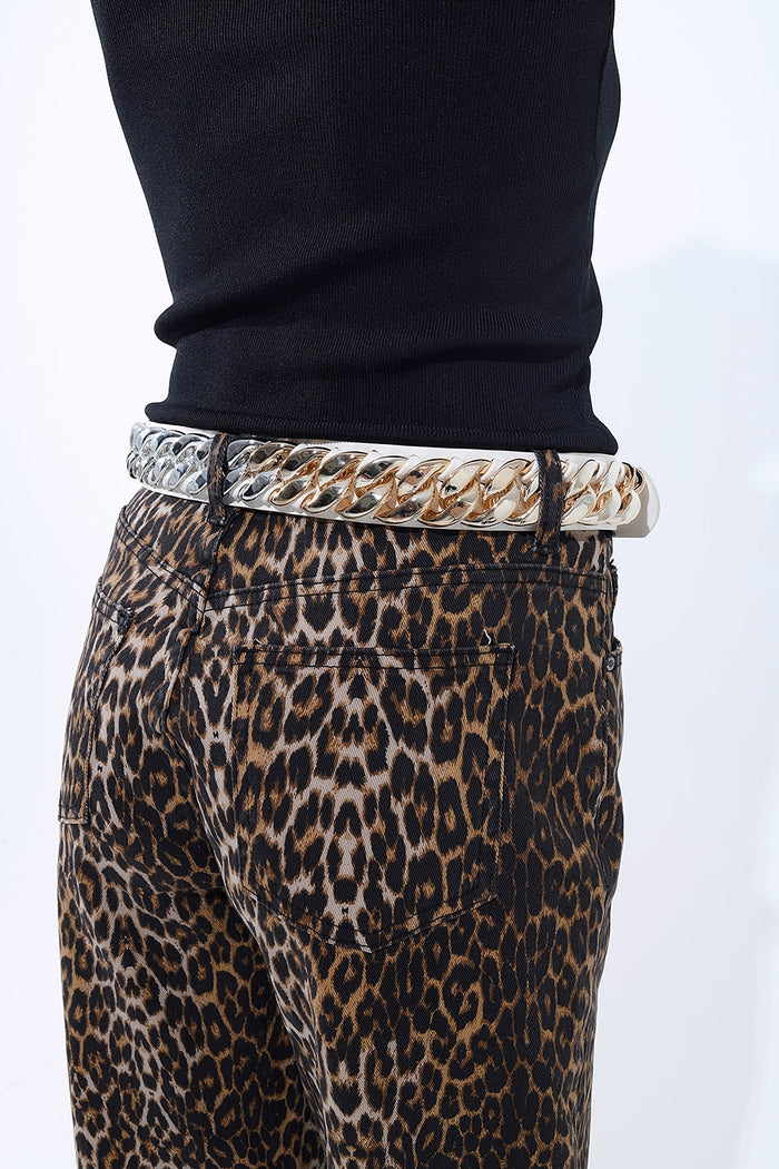Barrel Leopard Print Jeans - trousers, Coloured Jeans